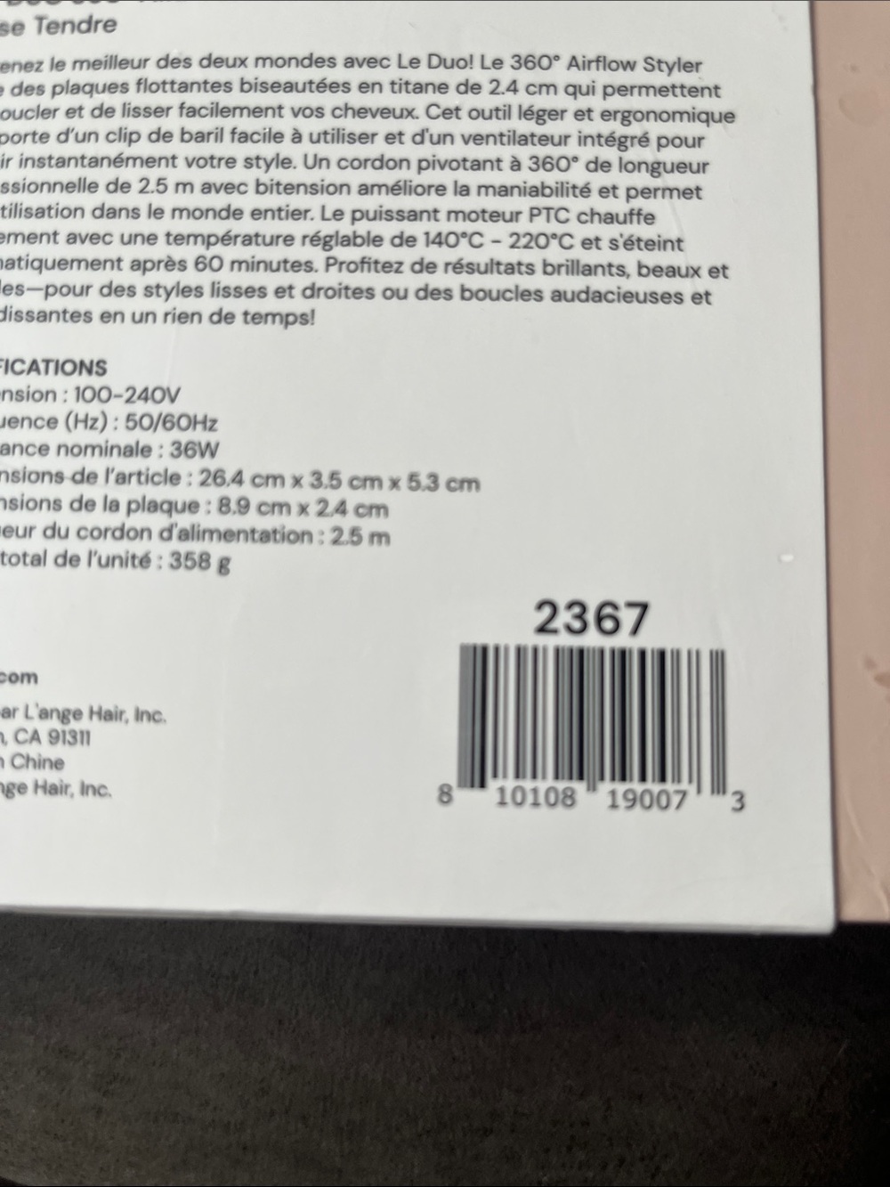 Lange Le Duo 360° Airflow Styler - Pink and White - Picture 6 of 6